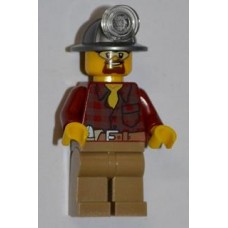 cty334 Flannel Shirt with Pocket and Belt, Dark Tan Legs, Mining Helmet, Safety Goggles 